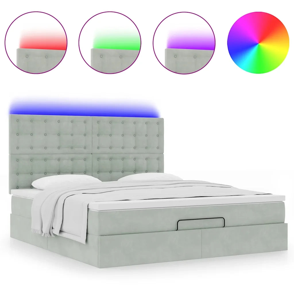 Struttura Letto Pouf con Materassi 160x200 cm in Velluto 3314474