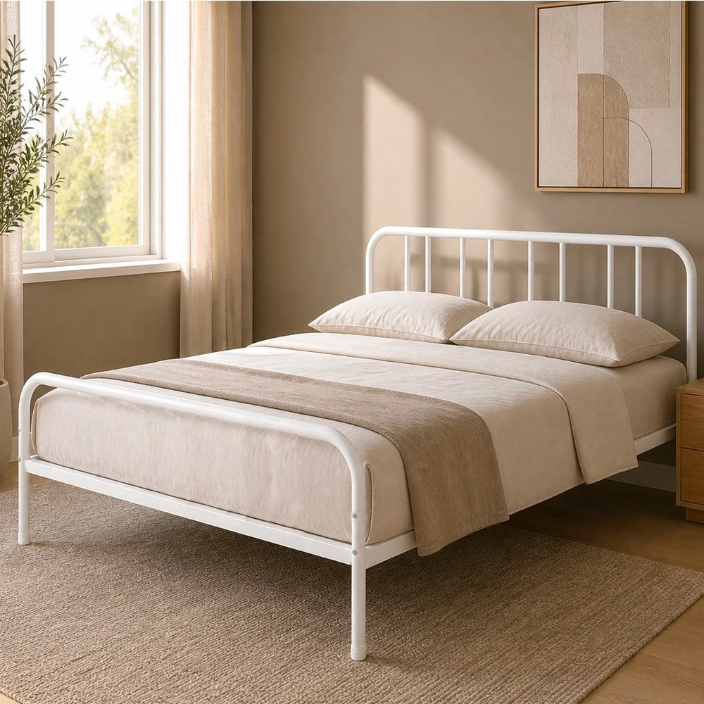 Letto matrimoniale in metallo Genoa colore bianco