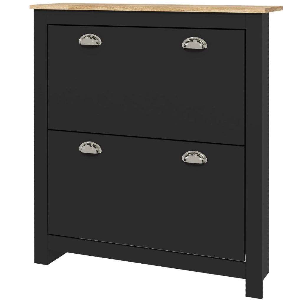 Armadio per Scarpe 2 Ante ¨C zephmum ¨C Nero Quercia 79x23x90.5 cm