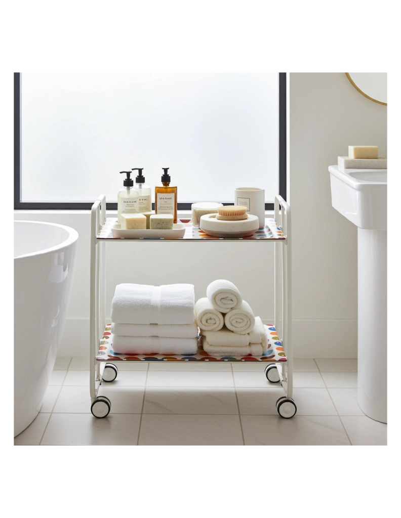 Carrello da cucina pieghevole bianco con ruote BAUHAUS 2 ripiani