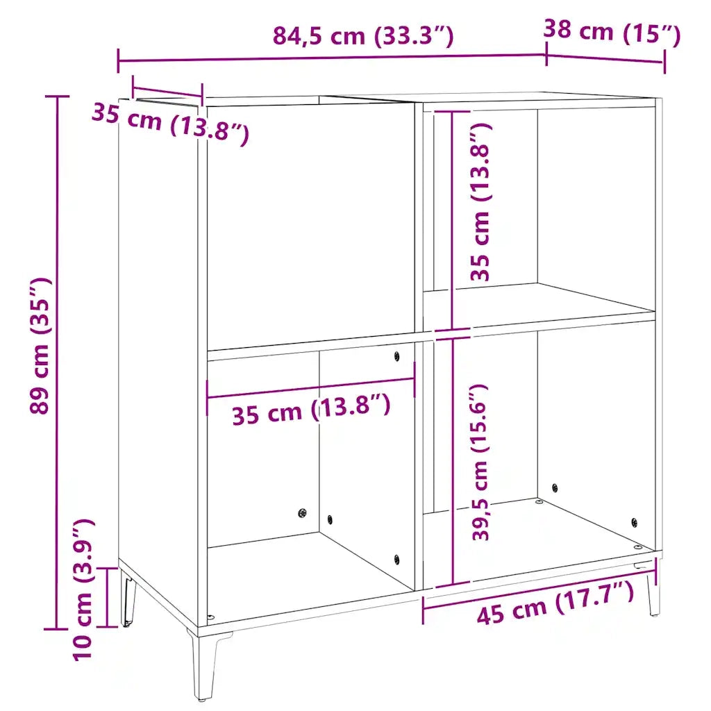 Mobile Porta Dischi Bianco 84,5x38x89 cm in Legno Multistrato CFW2471552