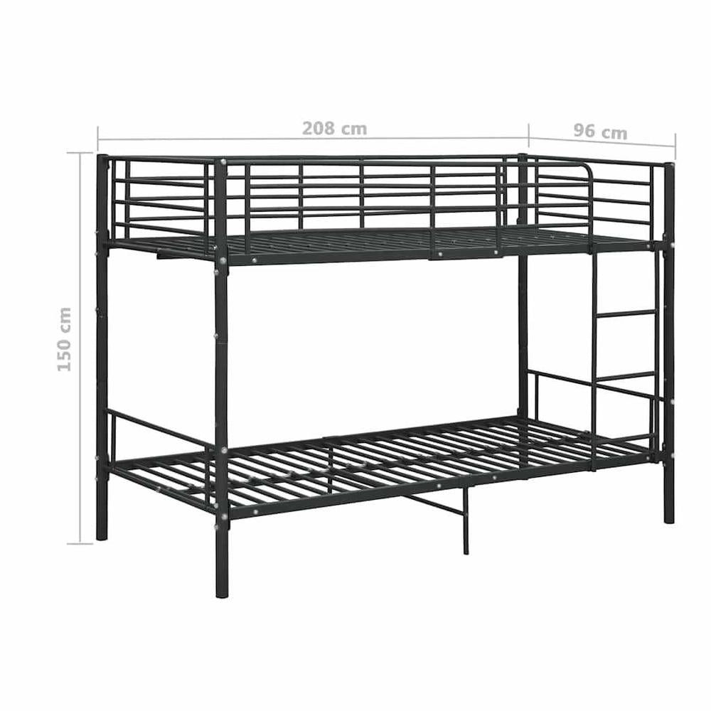 Bunk Bed Black Metal 90x200 Cm