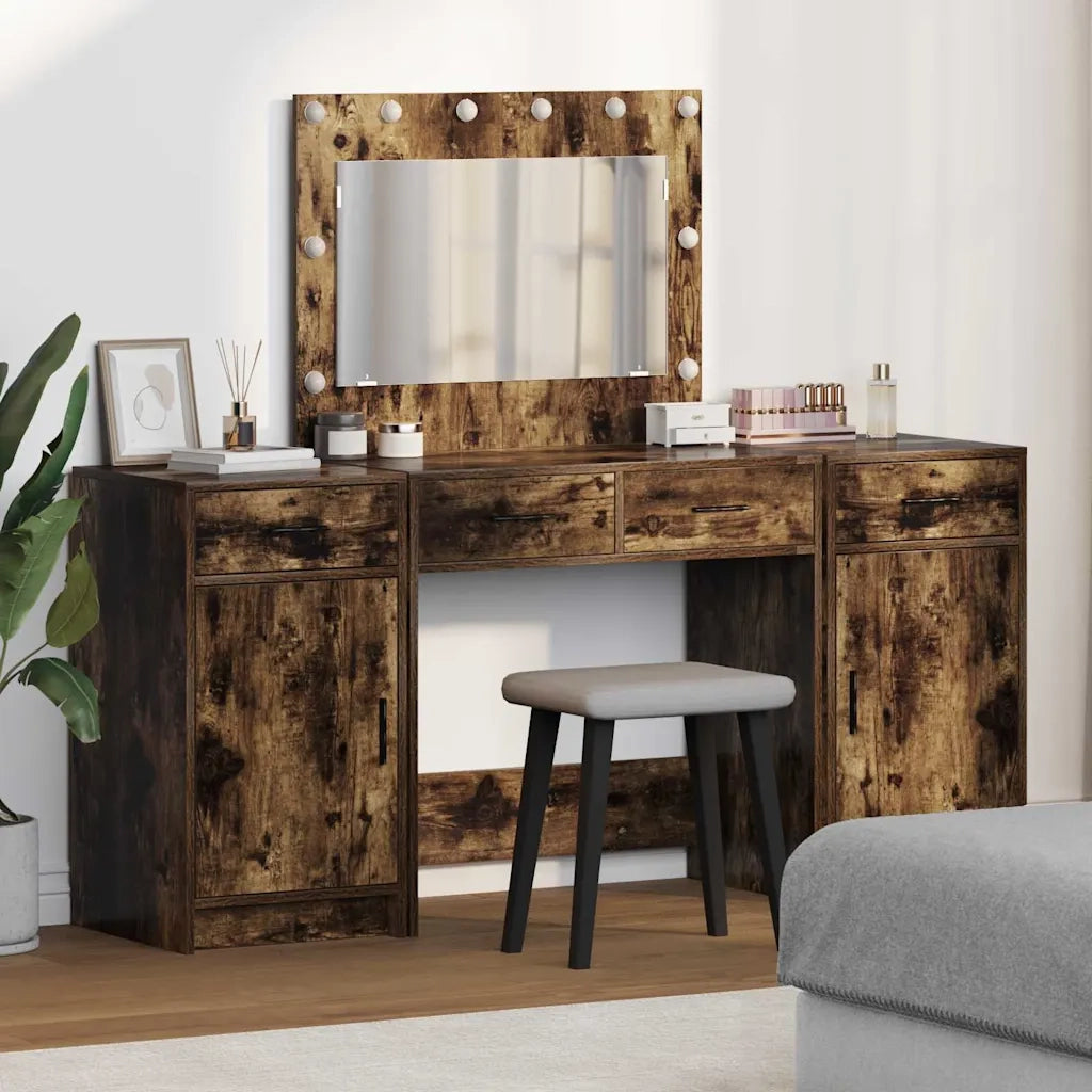 Tavolo da Trucco con cassetto 3 pcs Marrone Legno multistrato 3334249