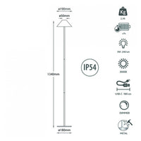 Liberty Lampada da Terra LED 3W 3000K – Ricaricabile a Batteria, Dimmer Touch, USB-C, Portatile per Interno ed Es Nero