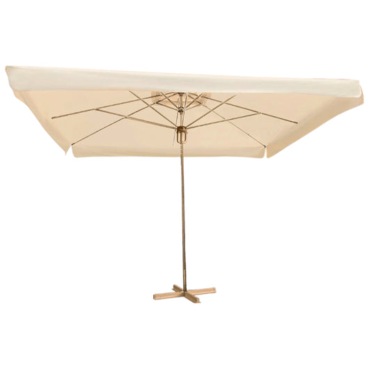 Ombrellone Zante 4x4 m con Palo Centrale in Alluminio – Telo Poliestere 240 g/m² Riv Palo Champagne - Telo Beige Flap