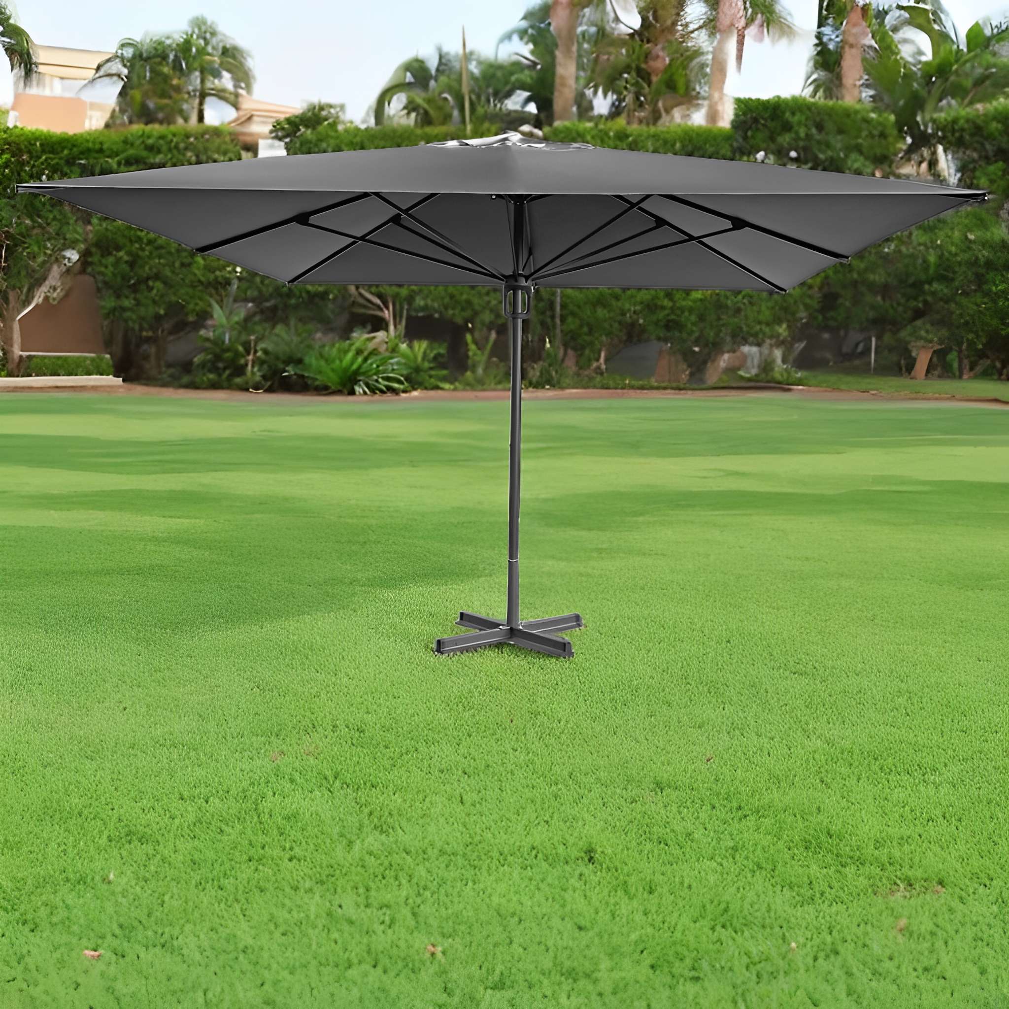 Ombrellone Zante 4x4 m con Palo Centrale in Alluminio – Telo Poliestere 240 g/m² Rivesti Palo Antracite - Telo Grigio