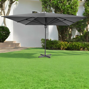 Ombrellone Zante 4x4 m con Palo Centrale in Alluminio – Telo Poliestere 240 g/m² Rivesti Palo Antracite - Telo Grigio