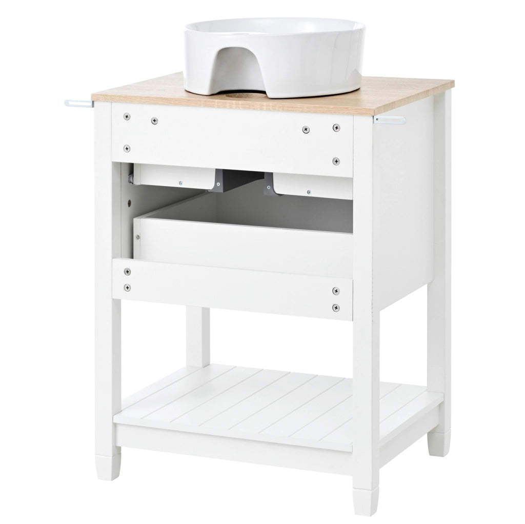 Mobile bagno freestanding con lavabo rotondo in ceramica, 60 cm