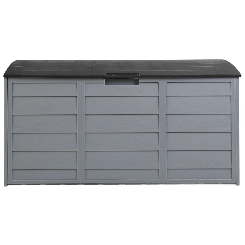 Cesta baule portaoggetti da giardino in plastica grigio nero 112 x 50 cm con manici ruote Cassetta degli attrezzi da esterno