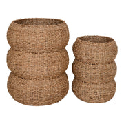 Set di 2 Cesti Portaoggetti Sarbas, Marrone, Erba Marina, 25x25x35 cm