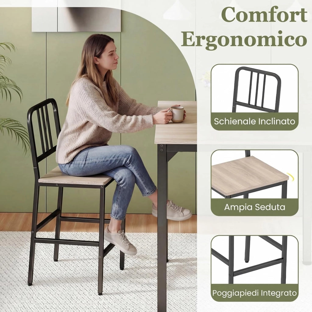 Set da Pranzo per 4 Persone, Set Cucina Bar 5 Pezzi con Superficie in Finto Marmo, Tavolo Quadrato in Legno e 4 Sgabelli Alti per Angolo Colazione e Sala da Pranzo (Grigio)