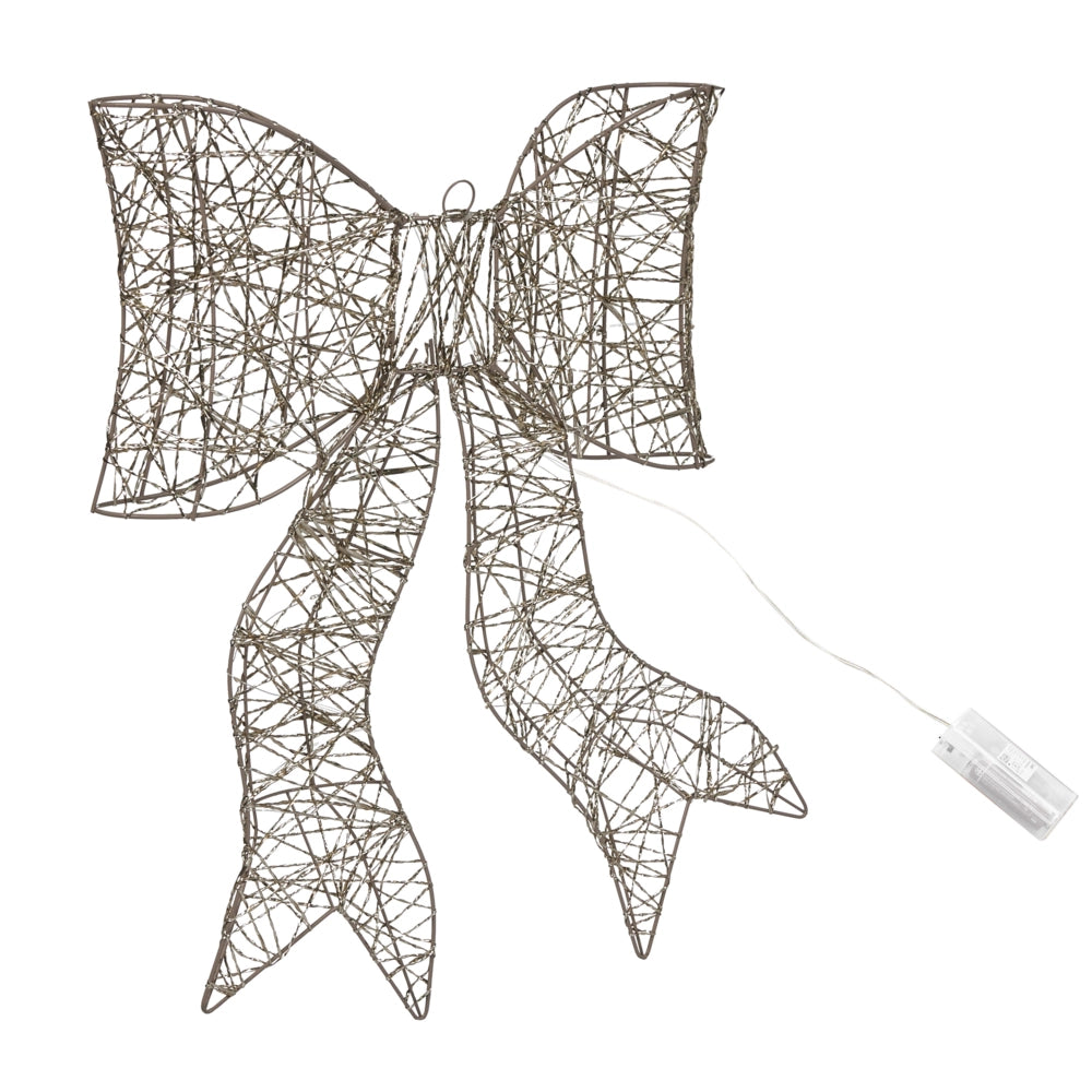 Fiocco di ferro dorato a LED Decorazione natalizia da 56 cm illuminata con 40 lampadine a LED