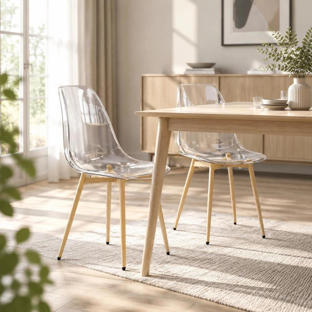 Dining Chairs, 2 Pieces, Transparent PET