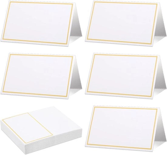 50 carte da tavolo bianche con bordo in oro per matrimoni e occasioni speciali (bianco)