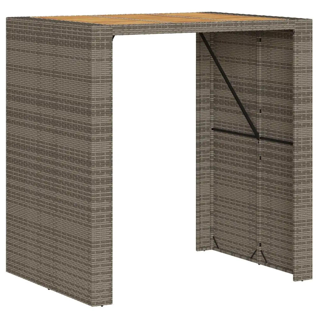 Set Bar da Giardino 3 pz con Cuscini Grigio Polyrattan Acacia 3328897