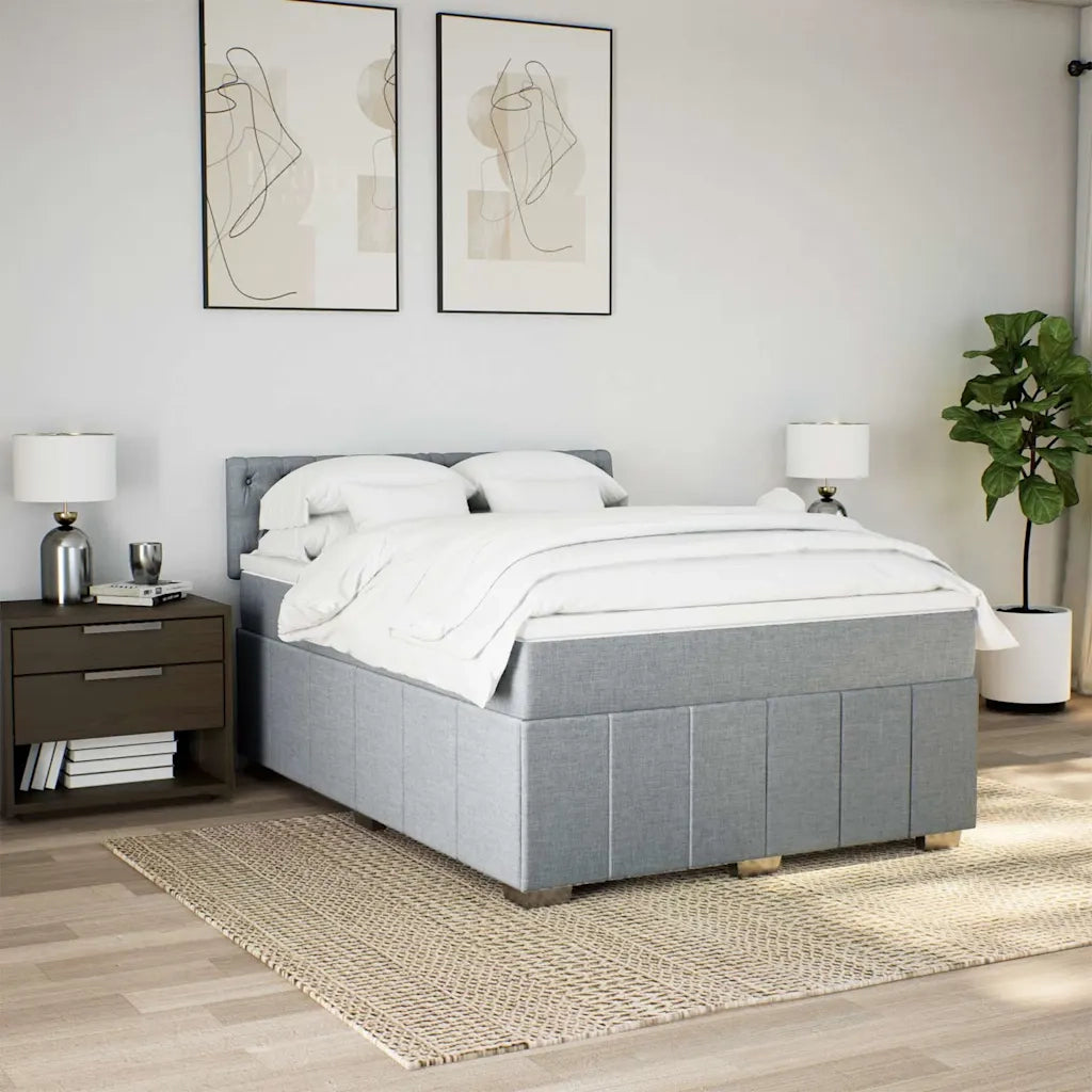 Giroletto a Molle con Materasso Grigio Chiaro 160x200cm Tessuto