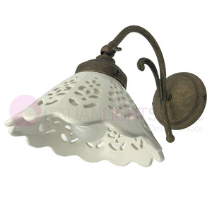 VOLTERRA Lampada da Parete Ottone e Ceramica Rustica Country