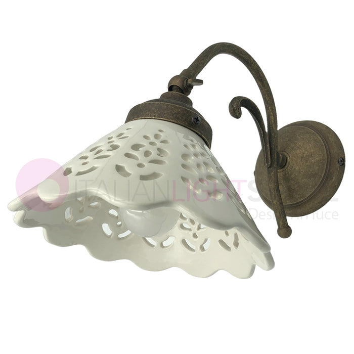 VOLTERRA Lampada da Parete Ottone e Ceramica Rustica Country