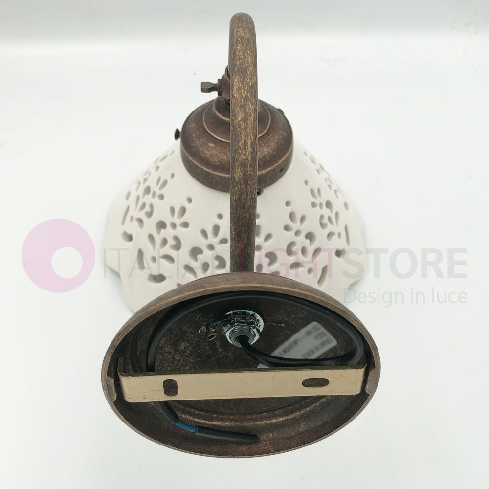 VOLTERRA Lampada da Parete Ottone e Ceramica Rustica Country