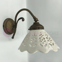 VOLTERRA Lampada da Parete Ottone e Ceramica Rustica Country