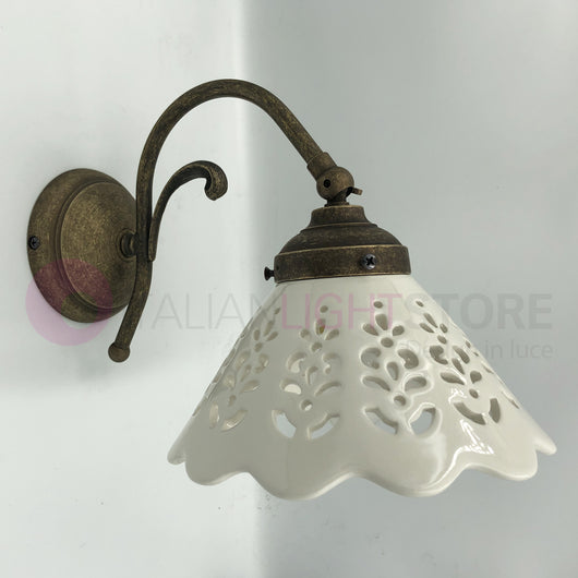 VOLTERRA Lampada da Parete Ottone e Ceramica Rustica Country