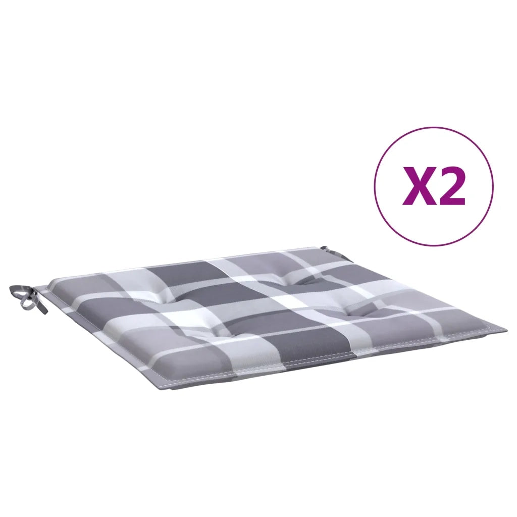 Cuscini per Sedia 2 pz a Quadri Grigi 50x50x4 cm Tessuto Oxford 314071
