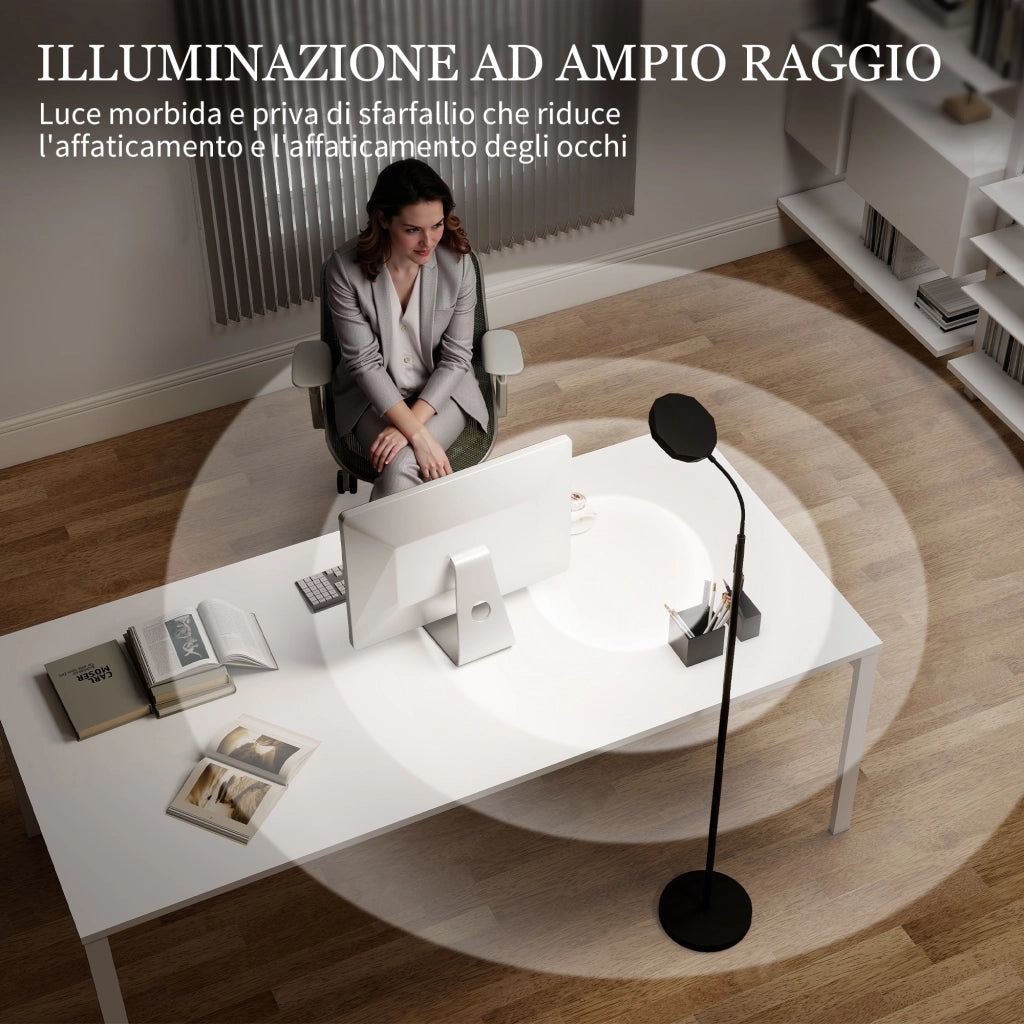 Lampada da Terra LED con Telecomando, Testa Girevole, Regolazione Luminosit¨¤ e Temperatura, Nero