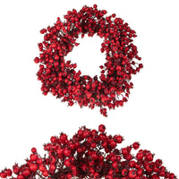 Corona di Natale Bacche Rosse 50 cm Rosso