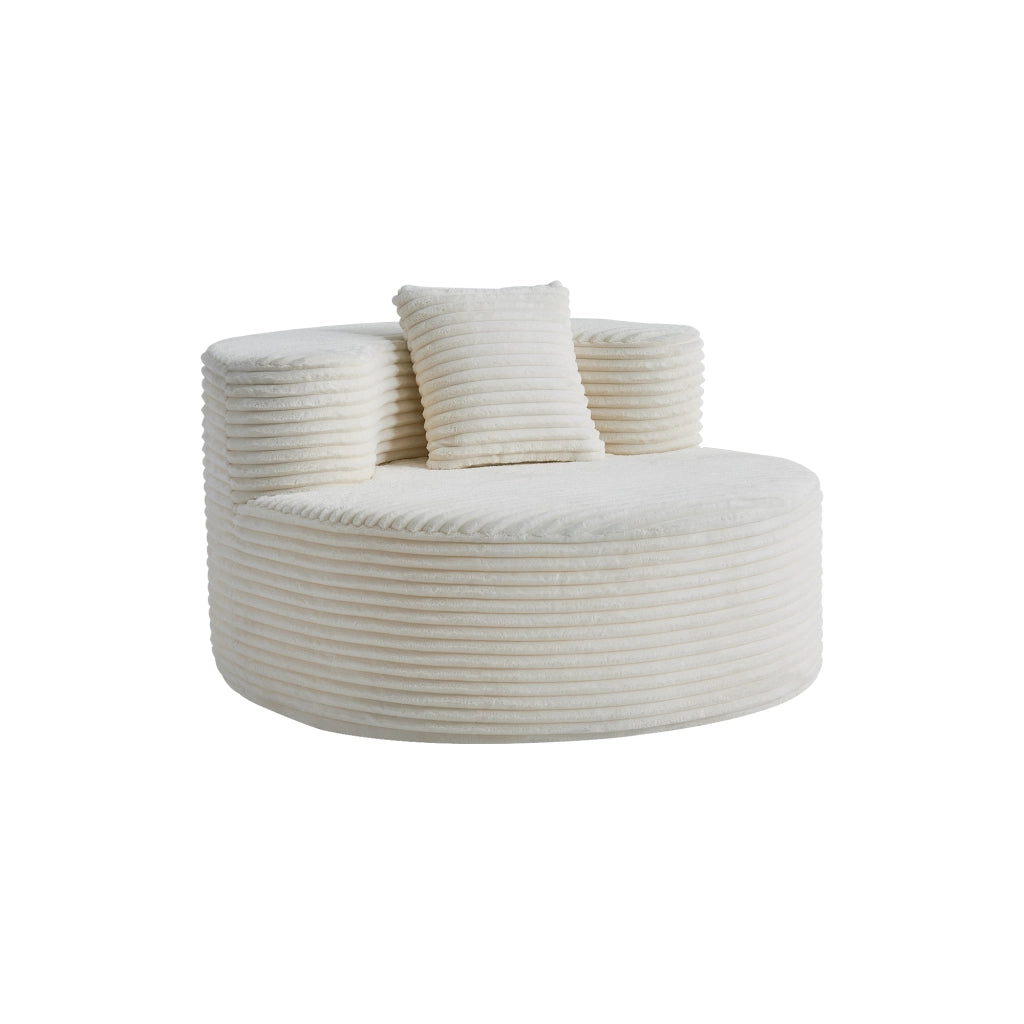 Fauteuil pouf in velluto a coste senza montaggio con cuscino, facile da pulire per salotto e camera beige