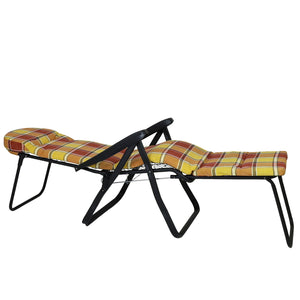 Marvin Sdraio Reclinabile da Giardino Sofia con Poggiapiedi Estraibile, 7 Posizioni, Cuscino Anat ROSSO/ARANCIO A QUADRI