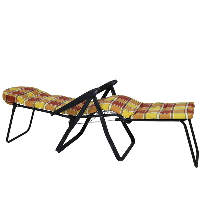 Marvin Sdraio Reclinabile da Giardino Sofia con Poggiapiedi Estraibile, 7 Posizioni, Cuscino Anat ROSSO/ARANCIO A QUADRI