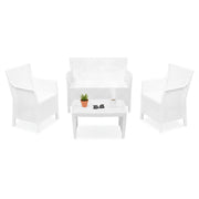 Salottino Outdoor Lasca, set Salotto da Esterno 4 Posti Made in Italy, Bianco