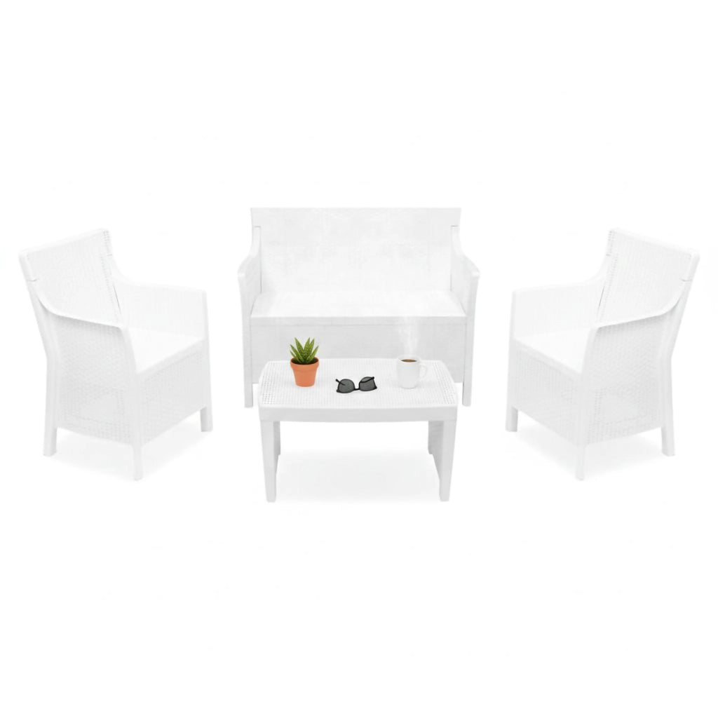 Salottino Outdoor Lasca, set Salotto da Esterno 4 Posti Made in Italy, Bianco