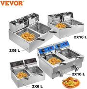 Fornello a doppia pentola per frittura - Frittura - 2x 6L - 2x 2500W - PTFE - 220V - Impianto di accensione separato