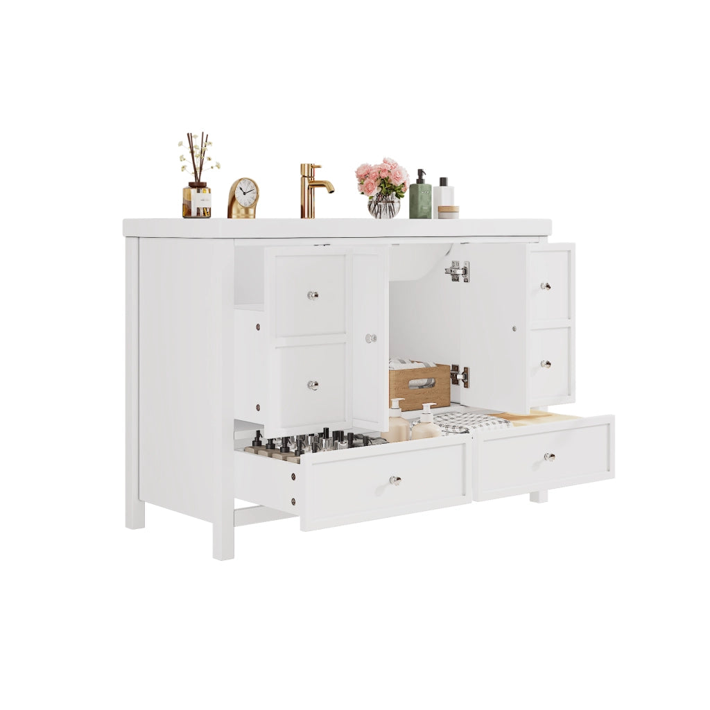 Mobile da Bagno con Lavabo Integrato e Cassetti ¨C MINIMAL ¨C Bianco 120x50x86.5cm