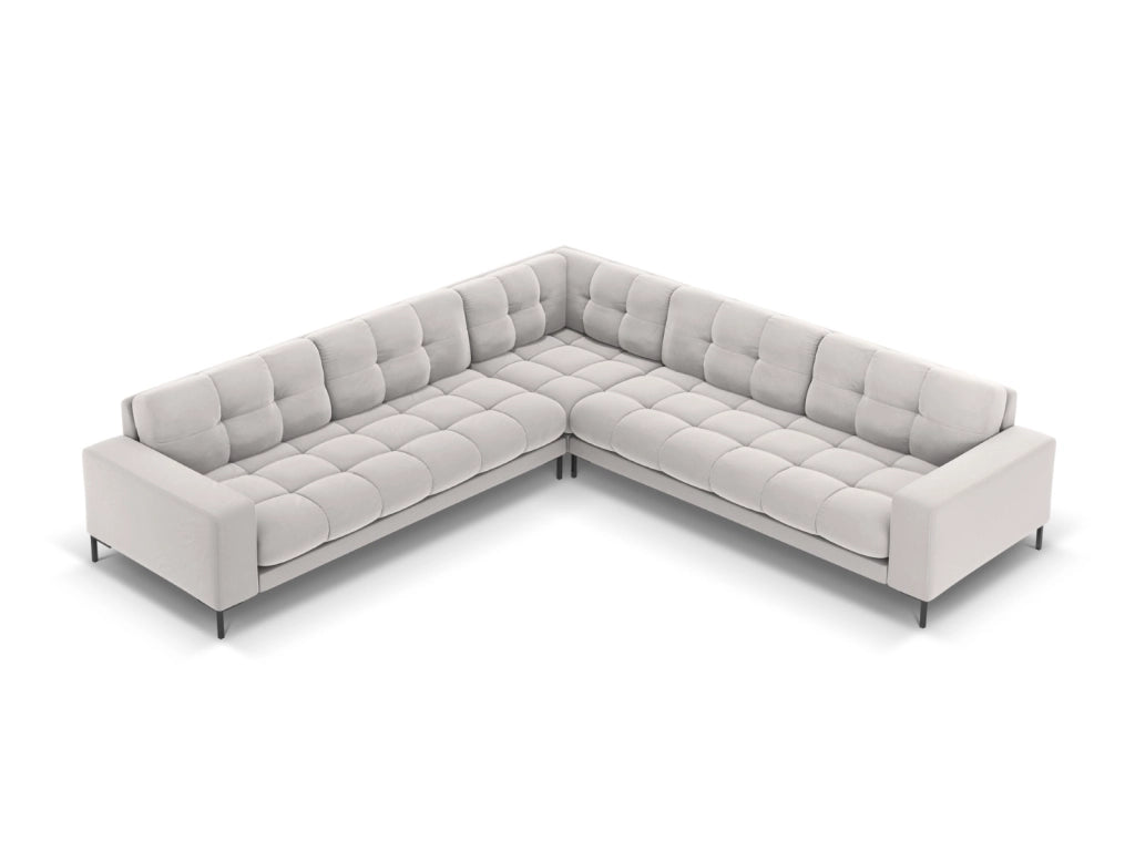 Cosmopolitan Design - Divano angolare reversibile "Bali" 6 posti in velluto argento 