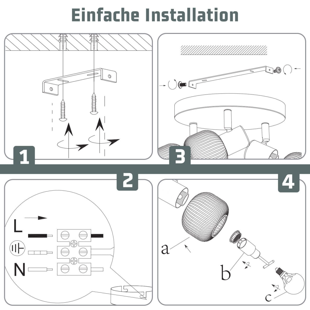 ZMH Faretto da soffitto 2 paralumi in vetro E14 vintage senza lampadina nero orientabile 350°