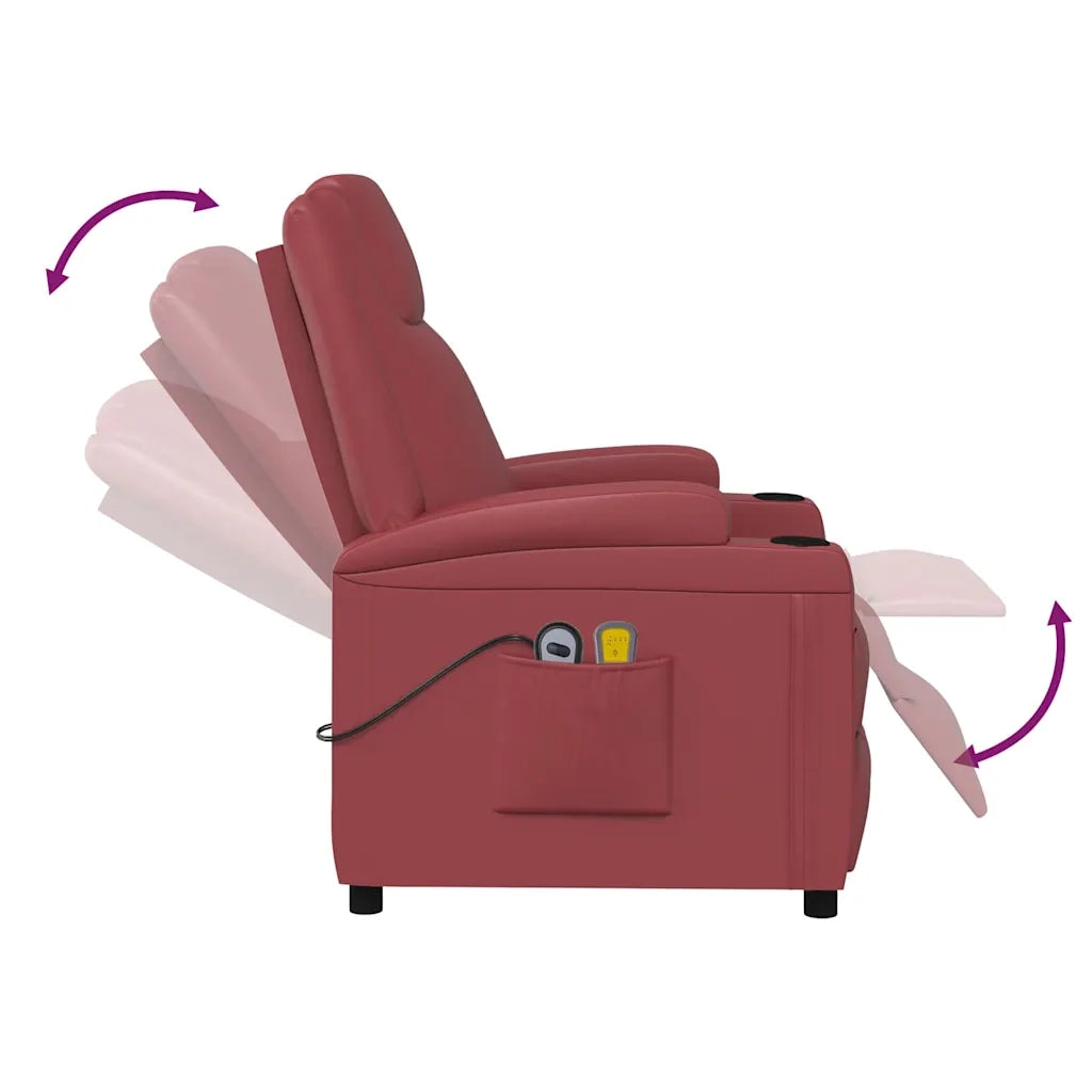 Divano Sedia-Poltrona Massaggio Elettrica Rosso Vino Similpelle 956529