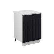 Mobiletto base cucina Fame-Line Nero rigato/Bianco 60 cm, PL Marmo Vicco