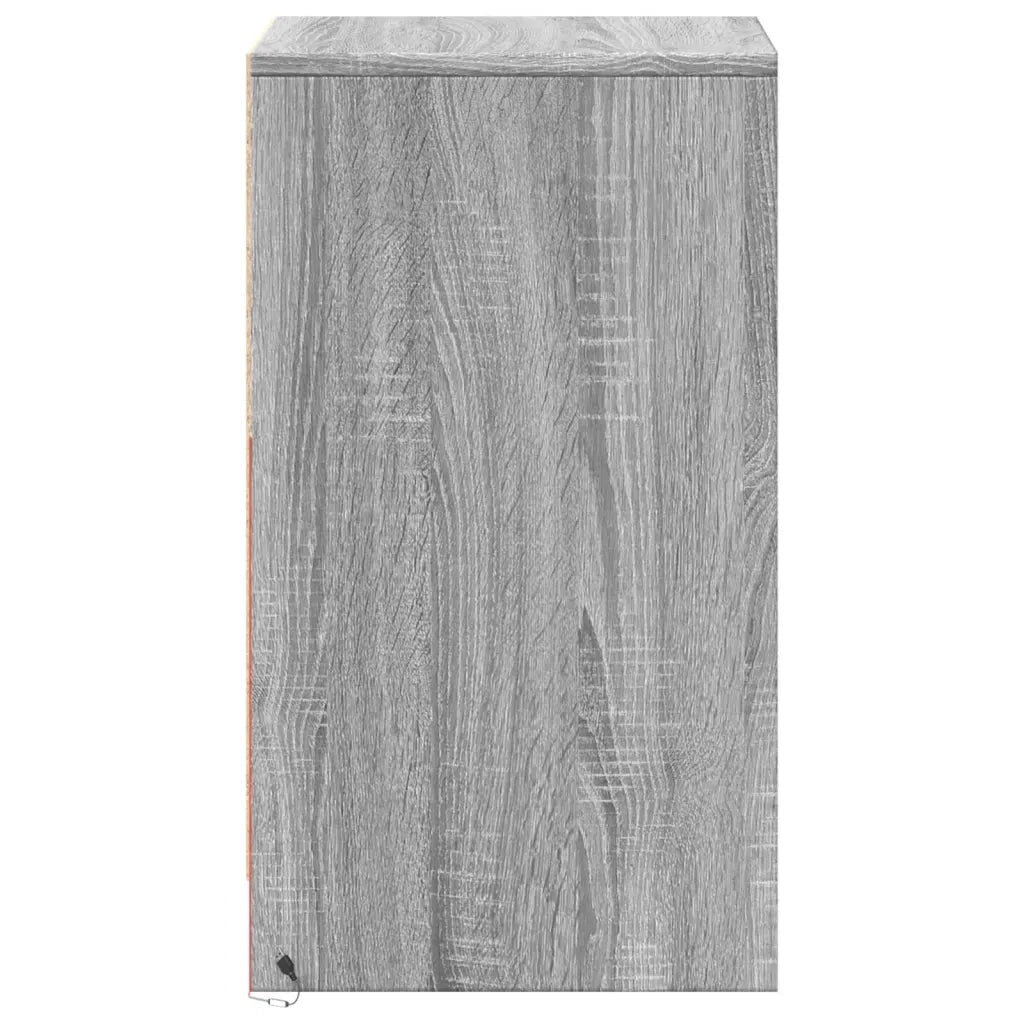 Comodino con Luci LED Grigio Sonoma in Legno Multistrato