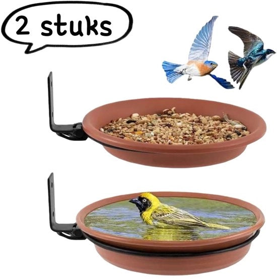 Vogelvoederbak a doppio livello - Sospeso all'aperto - Vasca per uccelli - Servizio per giardino - Riflesso per colibrì - Due vasche per uccelli (17 cm + 20 cm) - Diverse colori