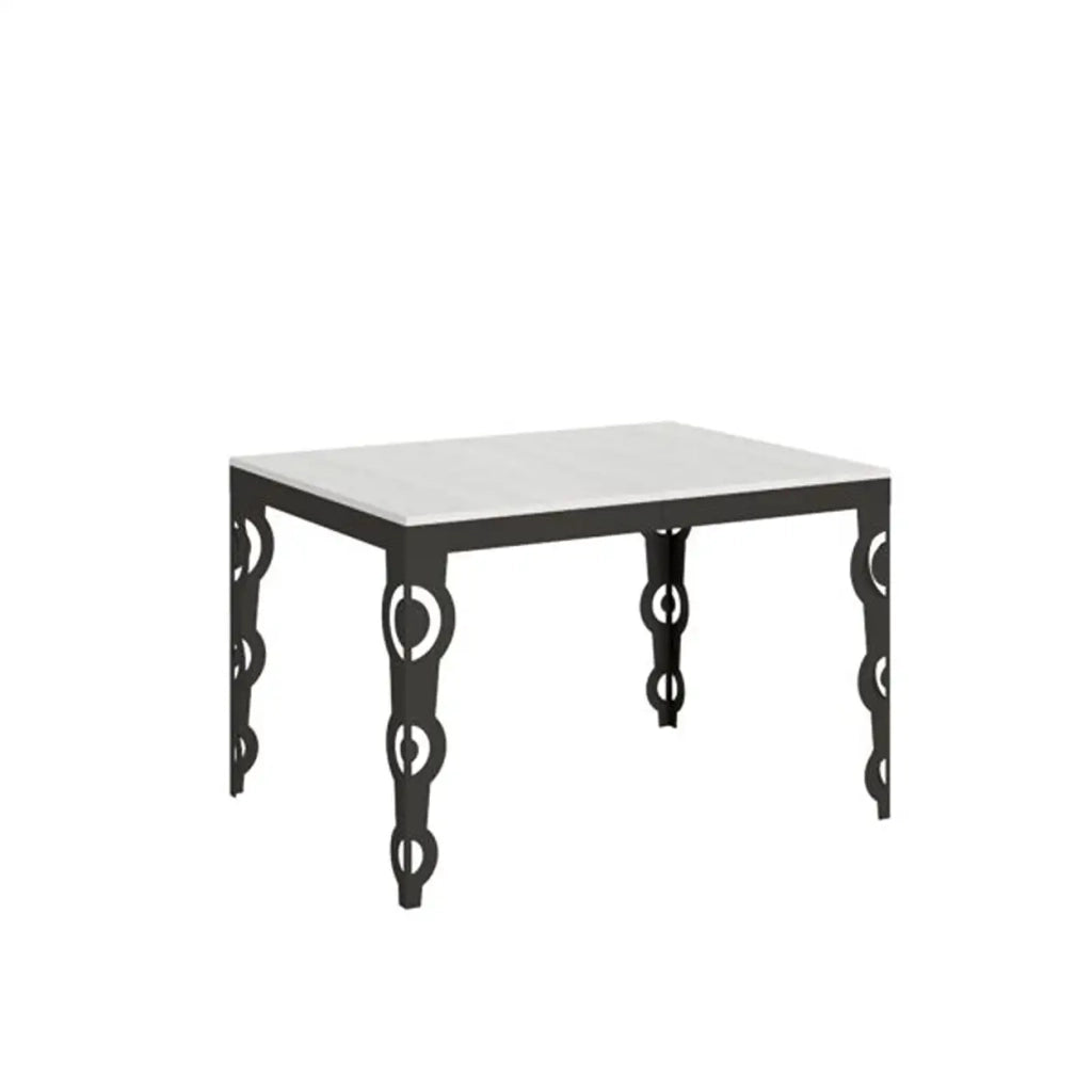 Tavolo allungabile 120/380x90 cm Karamay Evolution colore bianco frassino telaio e gambe antracite