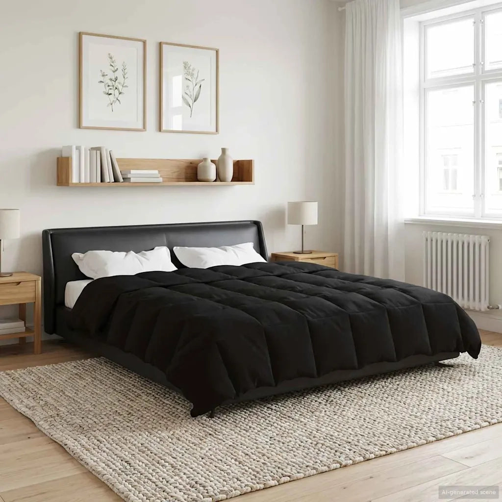 Duvet Invernale Trapuntato Nero 240 x 260 cm Microfibra