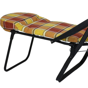 Marvin Sdraio Reclinabile da Giardino Sofia con Poggiapiedi Estraibile, 7 Posizioni, Cuscino Anat ROSSO/ARANCIO A QUADRI