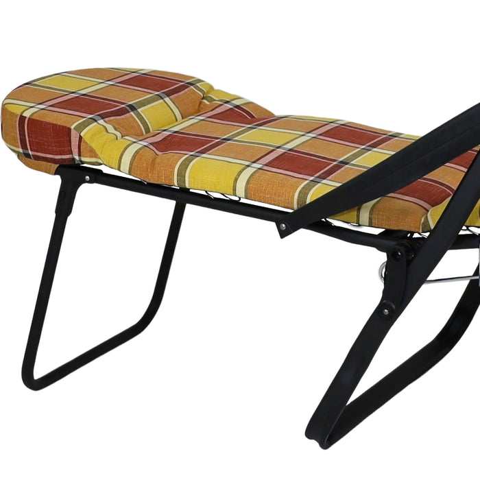 Marvin Sdraio Reclinabile da Giardino Sofia con Poggiapiedi Estraibile, 7 Posizioni, Cuscino Anat ROSSO/ARANCIO A QUADRI