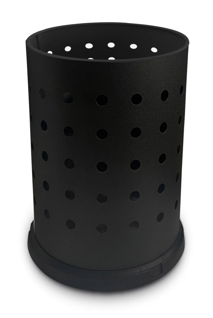 Pattumiera Gettacarte Ø24xh34 cm da Interno in Acciaio Verniciato Traforato Nero