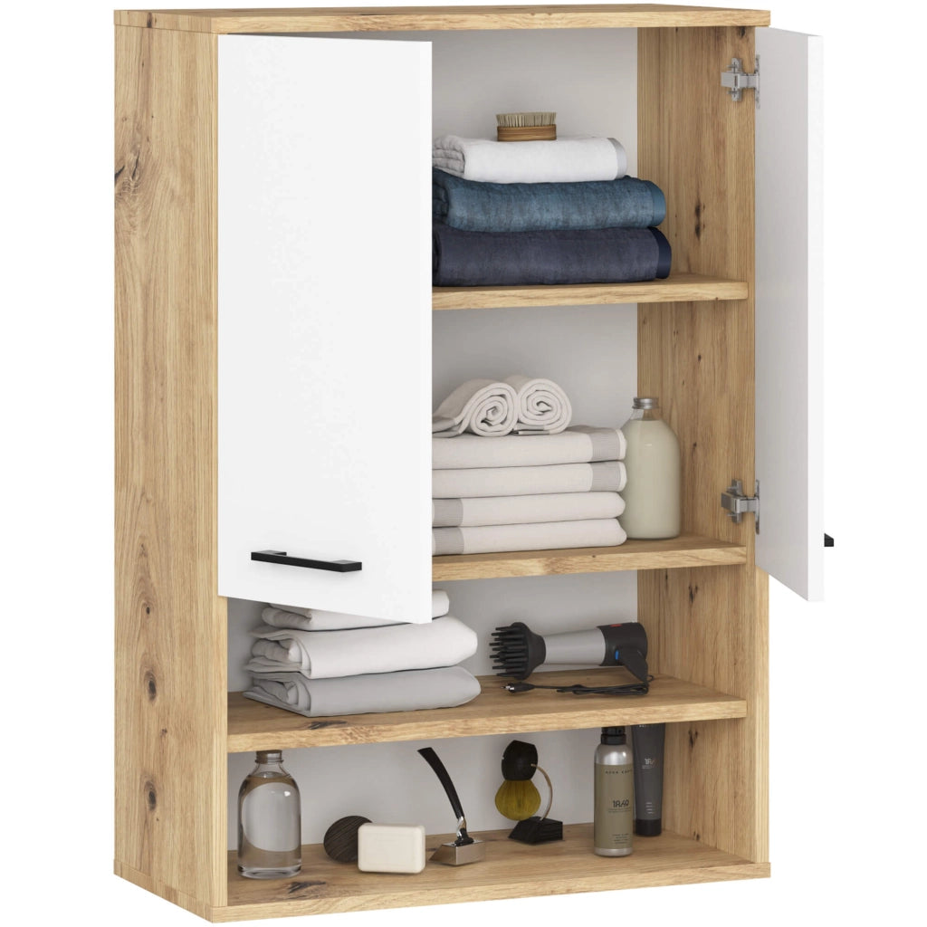 Mobile bagno sospeso AKORD FIN H934 W64 Quercia Artisan, Bianco 2 ante 64x94x30 cm