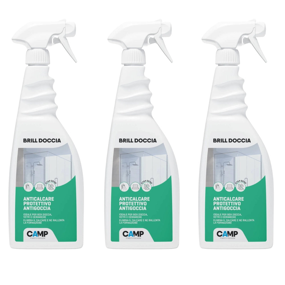 Kit 3 pezzi brill doccia anticalcare protettivo per vetri e ceramiche 750 ml