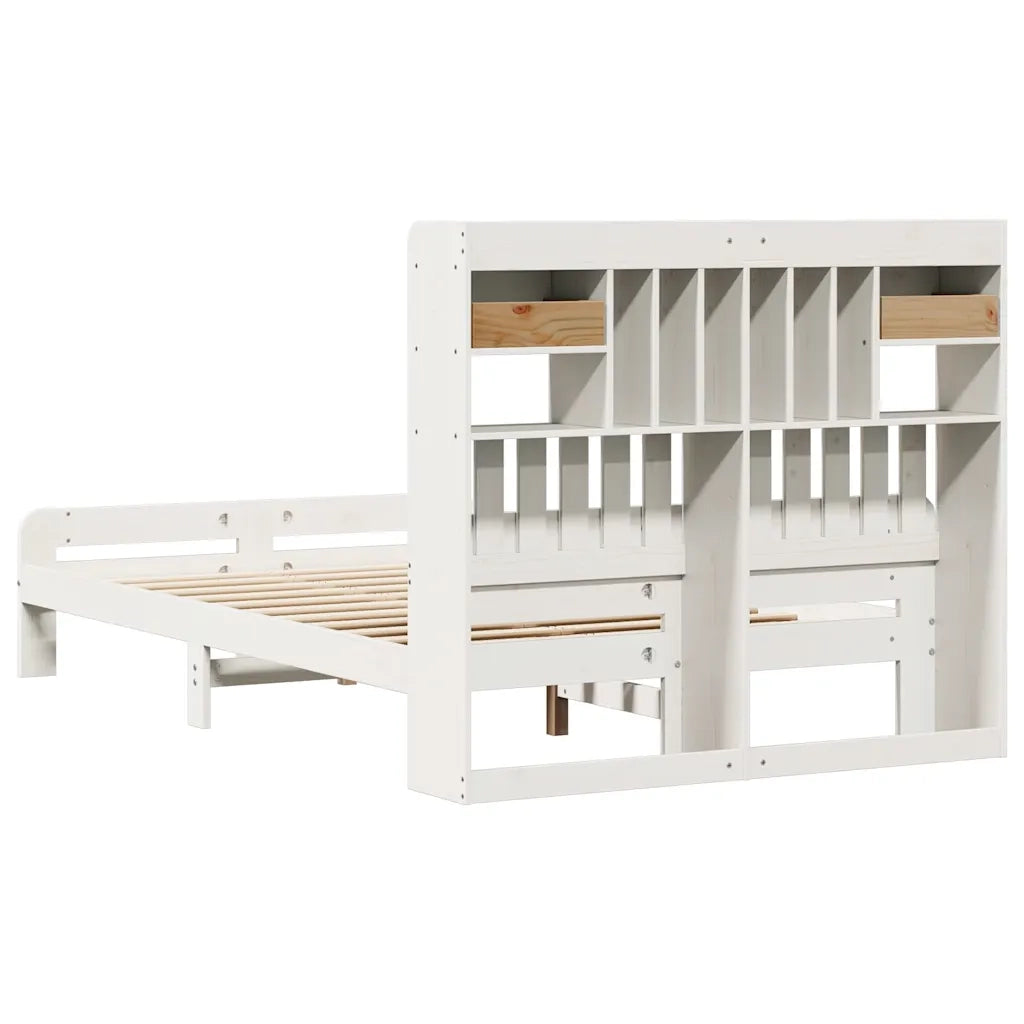 Letto Libreria senza Materasso Bianco 135x190 cm Legno di Pino 3308898