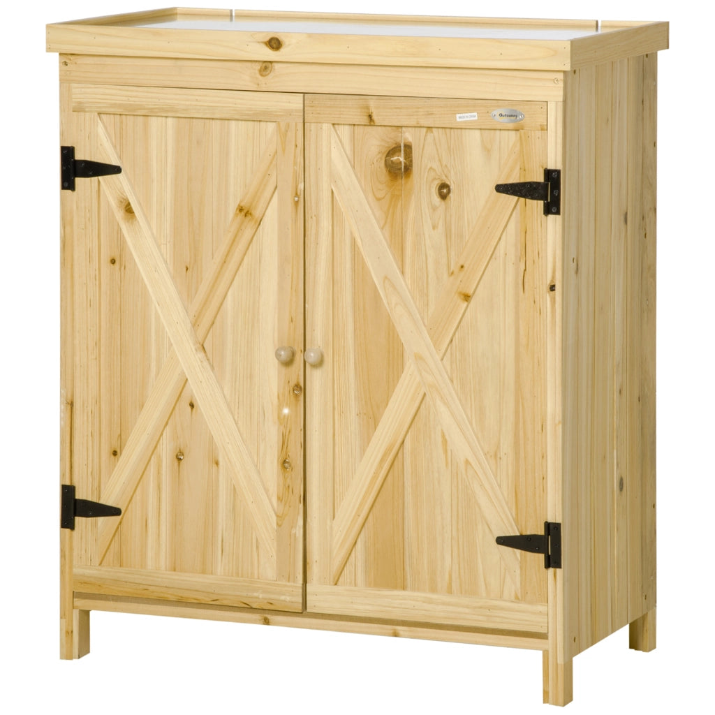 Armadio da giardino ¨C zephmum ¨C legno massello metallo 80x45x92 cm